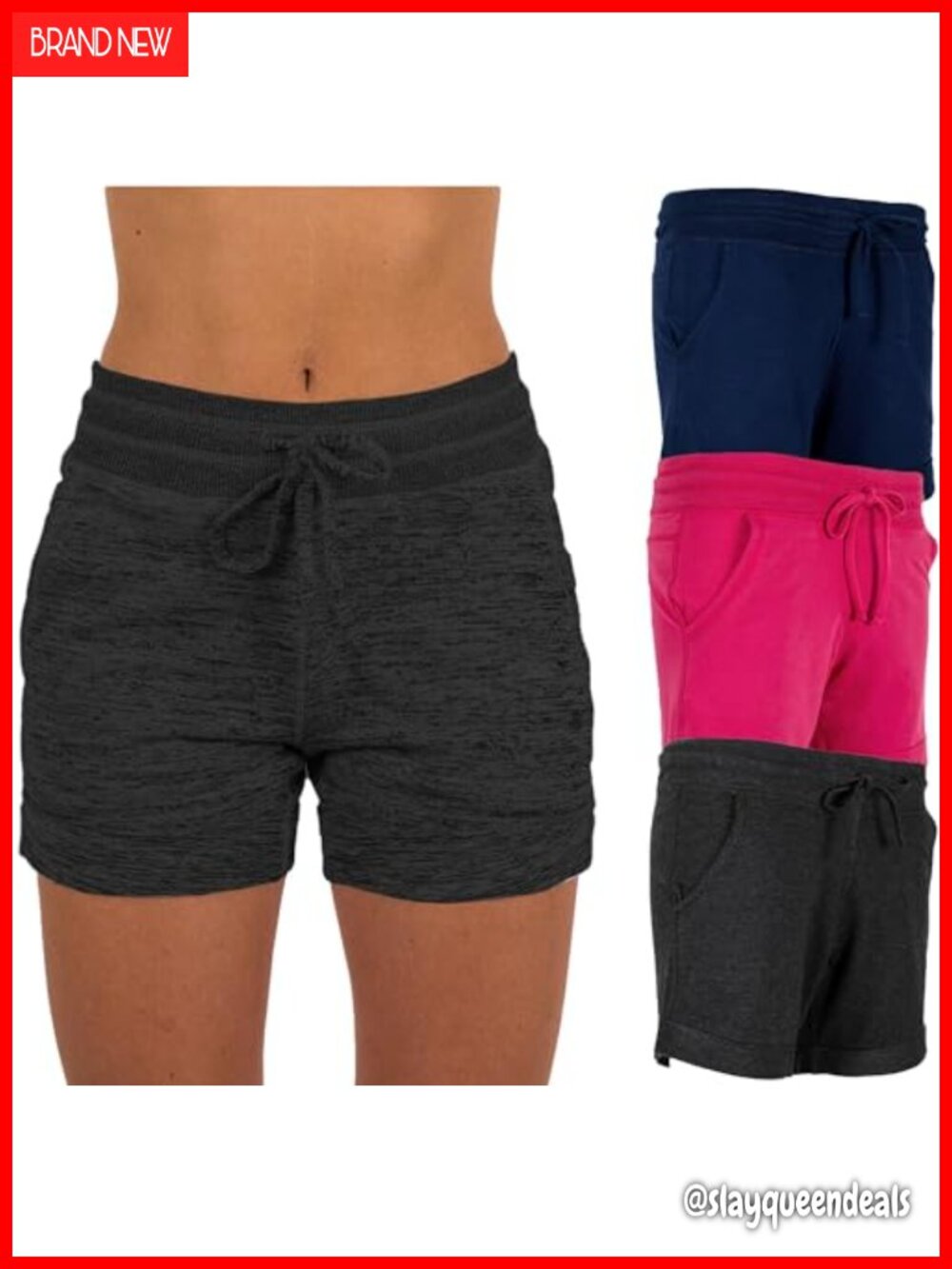 Women's 3 Pack Active Yoga Gym Lounge Sweatshorts French Terry Cotton Blend